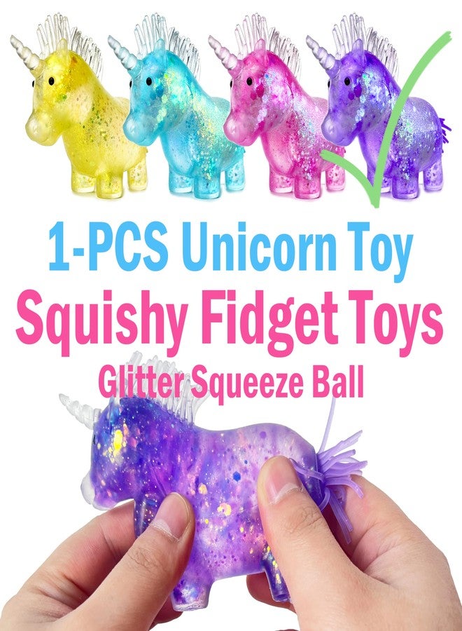 ZTATU Unicorn Glitter Squishy Ball, Stress Balls for Kids with Focus & Autism, Sensory Fidget Toys for Kids, Party Favors Stress Relief Toys for Office, School, Travel, Easter Basket Stuffers (Purple) - Image 2